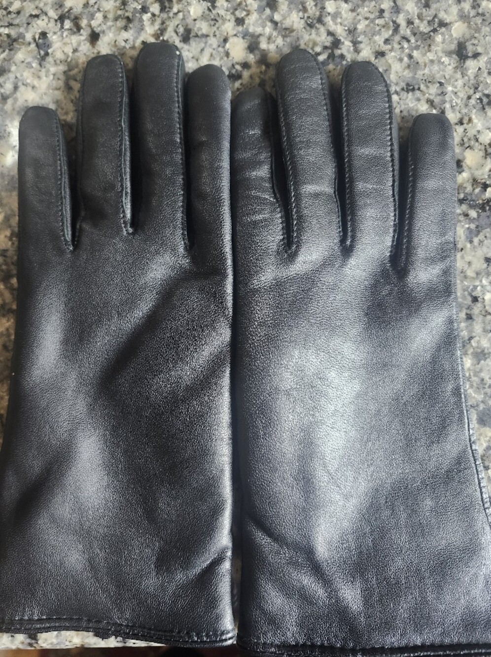Vtg Fownes Classic Black Leather Gloves Faux Fur Lining